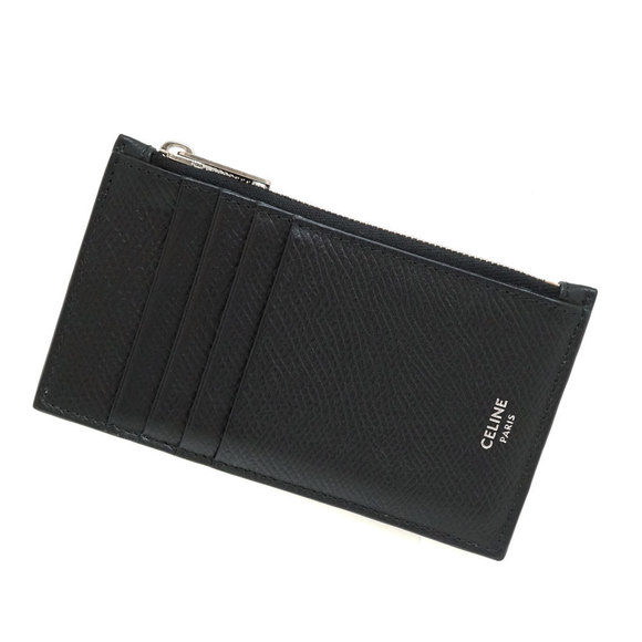 Celine Card Leather Case Wallet Black Zip Holder - Picture 1 of 8